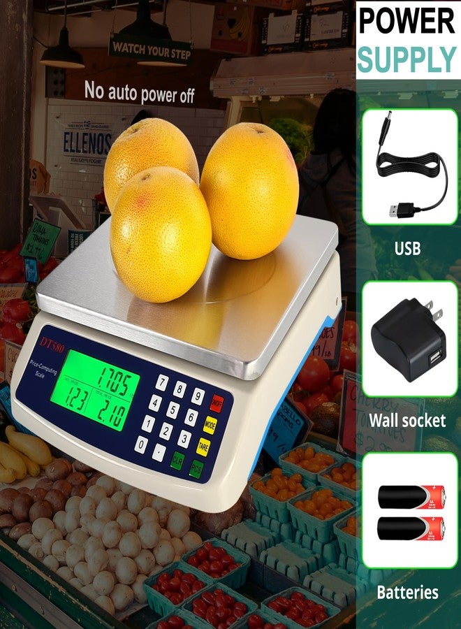 Eosphorus Commercial Food Scale 88lb/40kg Kitchen Scale Deli Scale Digital Meat Scale Price Computing Food Market Restaurant Scales Weighing Pounds, Ounces, Kilograms, Grams - Image 2