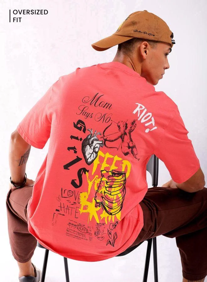 ذا انديان كراج كو Men Boxy Oversized Graphic Back Printed Round Neck Tshirt