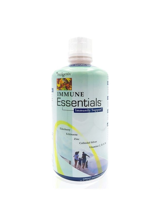 wellgenix Immune Essentials – 12 in 1 Natural Immune System Support Supplement - Liquid Nutritional Multivitamin - Boosts Immune System and Overall Health for Kids & Adults - Fruit Punch Flavor 32 oz - Image 1