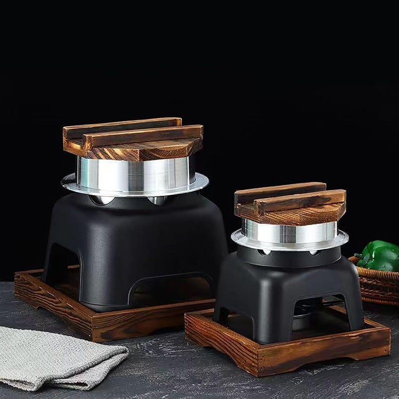 ordinarYone Japanese Alcohols Stove Rice Steamer Cooker Pan With Wood Lid Aluminum Pots Small Chafing Dish For Camping And Home Use - Image 3