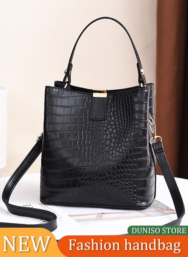 DUNISO Women's Handbag，Portable Large Capacity Shoulder Bag，PU Leather Tote Messenger Bag with magnetic buckle，Crossbody Bag with Top Handle，Equipped with Adjustable Shoulder Straps，Durable and Sturdy，Suitable for Shopping, Traveling, and Dating  - Image 1