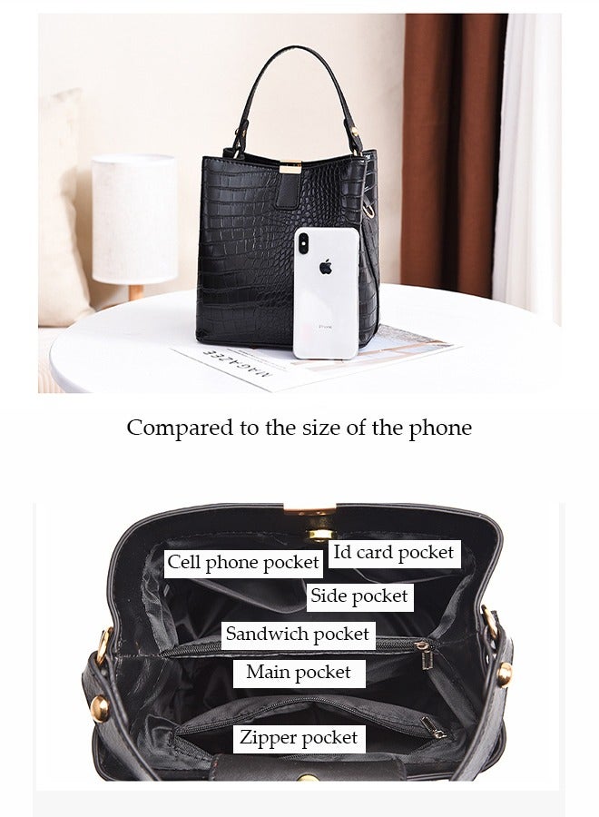 DUNISO Women's Handbag，Portable Large Capacity Shoulder Bag，PU Leather Tote Messenger Bag with magnetic buckle，Crossbody Bag with Top Handle，Equipped with Adjustable Shoulder Straps，Durable and Sturdy，Suitable for Shopping, Traveling, and Dating  - Image 4