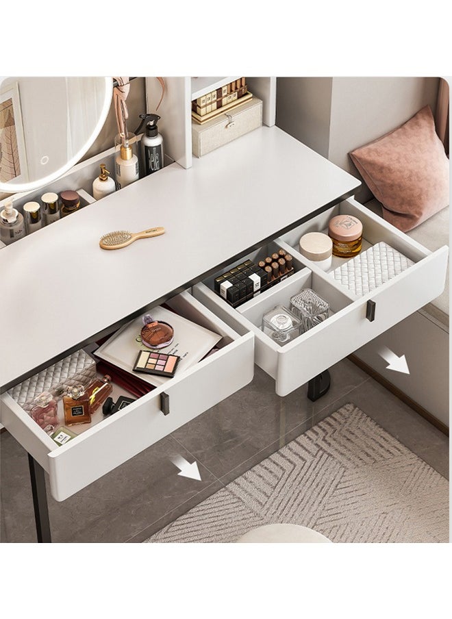NKX Modern White Makeup Vanity Dressing Table with Mirror Storage Shelves and Steel Frame 80  - Image 4