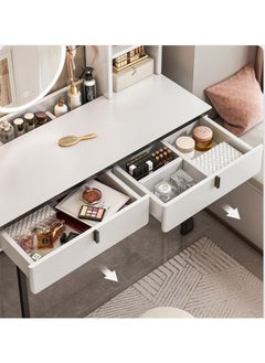 NKX Modern White Makeup Vanity Dressing Table with Mirror Storage Shelves and Steel Frame 80  - Image 4