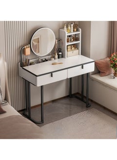 NKX Modern White Makeup Vanity Dressing Table with Mirror Storage Shelves and Steel Frame 80  - Image 1