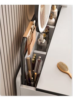 NKX Modern White Makeup Vanity Dressing Table with Mirror Storage Shelves and Steel Frame 80  - Image 3