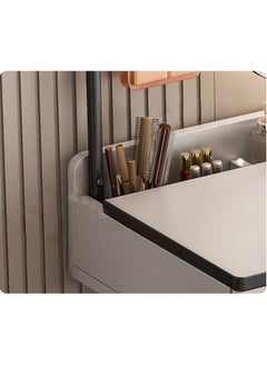 NKX Modern White Makeup Vanity Dressing Table with Mirror Storage Shelves and Steel Frame 80  - Image 2