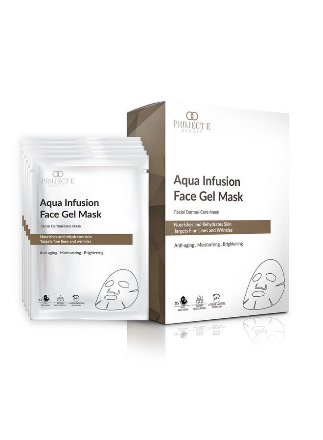 Project E Beauty Aqua Infusion Face Gel Mask Moisturizing Hydrating & Antiaging | Removes Fine Lines | Brightening Collagen Face Mask | Skincare Routine | Hydrogel Sheet Masks | 5 Pack - Image 1
