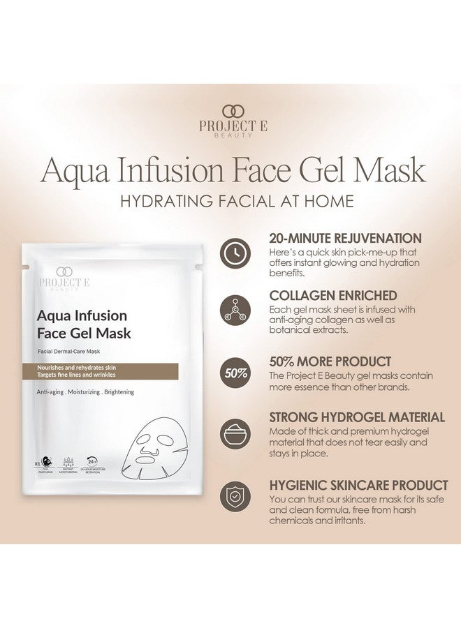 Project E Beauty Aqua Infusion Face Gel Mask Moisturizing Hydrating & Antiaging | Removes Fine Lines | Brightening Collagen Face Mask | Skincare Routine | Hydrogel Sheet Masks | 5 Pack - Image 3