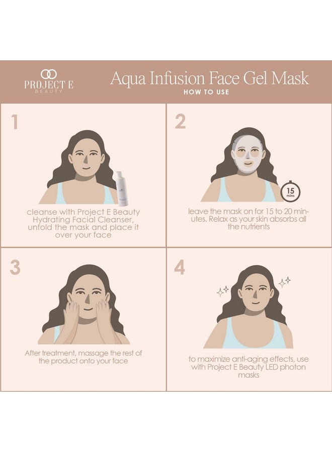 Project E Beauty Aqua Infusion Face Gel Mask Moisturizing Hydrating & Antiaging | Removes Fine Lines | Brightening Collagen Face Mask | Skincare Routine | Hydrogel Sheet Masks | 5 Pack - Image 5