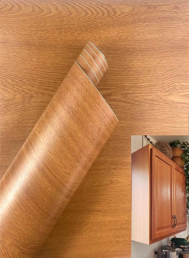 Teemall 15.6inch by 79inch Brown Wood Grain Waterproof Self Adhesive Shelf Liner Dresser Drawer Cabinet Sticker （Brown Winged Wood） - Image 1