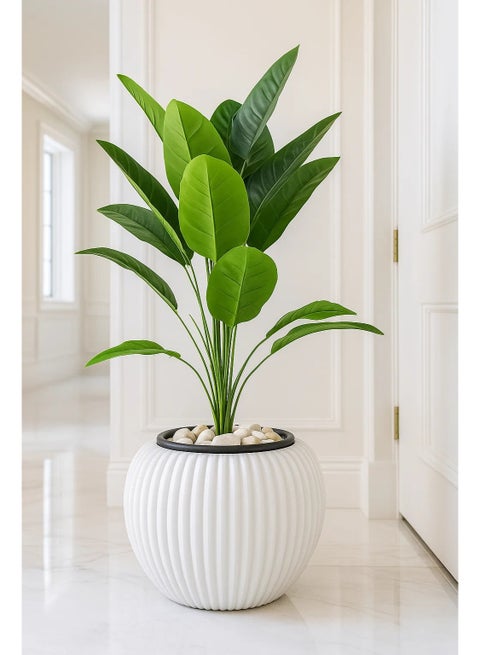 Small Artificial Banana Plant with Natural Green Leaves in Elegant Pot – Modern Home and Office Décor