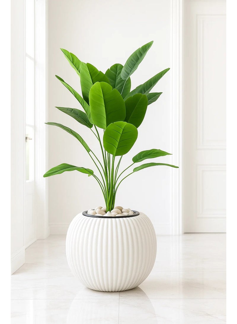 Small Artificial Banana Plant with Natural Green Leaves in Elegant Pot – Modern Home and Office Décor - Image 2