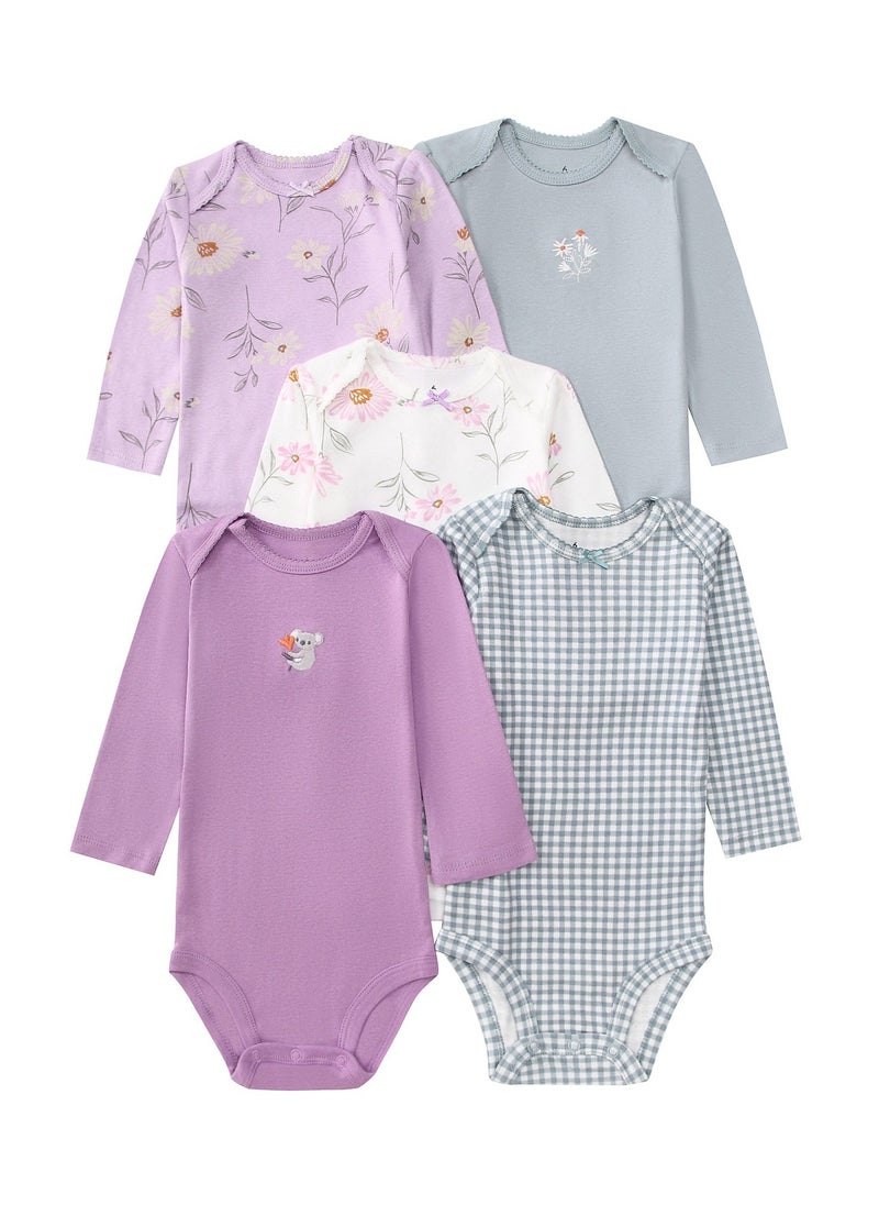 5-Piece Set Of pure Cotton Jumpsuits For Infants And Young Children, Short-Sleeved Crawling Clothes - Image 1