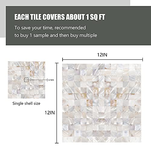 KASARO Peel and Stick Backsplash Shell Tiles, Mother of Pearl Mosaic Self Adhesive Tiles for Kitchen Wall Bathroom Bedroom Decor, Natural, 10-Sheet - Image 4