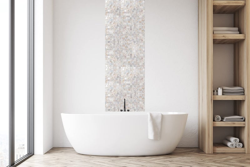 KASARO Peel and Stick Backsplash Shell Tiles, Mother of Pearl Mosaic Self Adhesive Tiles for Kitchen Wall Bathroom Bedroom Decor, Natural, 10-Sheet - Image 2