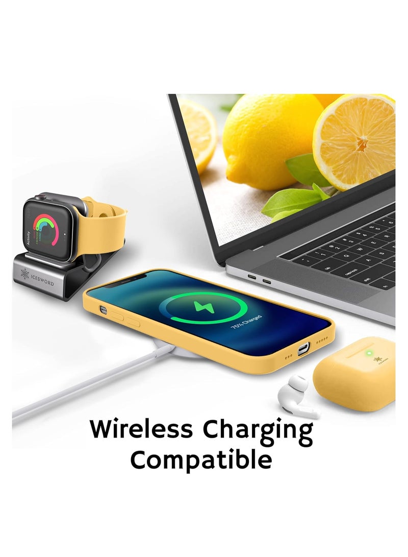 ompatible with iPhone 12 Pro Max Case 6.7 inch(2020),[Silky and Soft Touch Series] Premium Soft Liquid Silicone Rubber Full-Body Protective Bumper Case (Yellow)  - Image 3