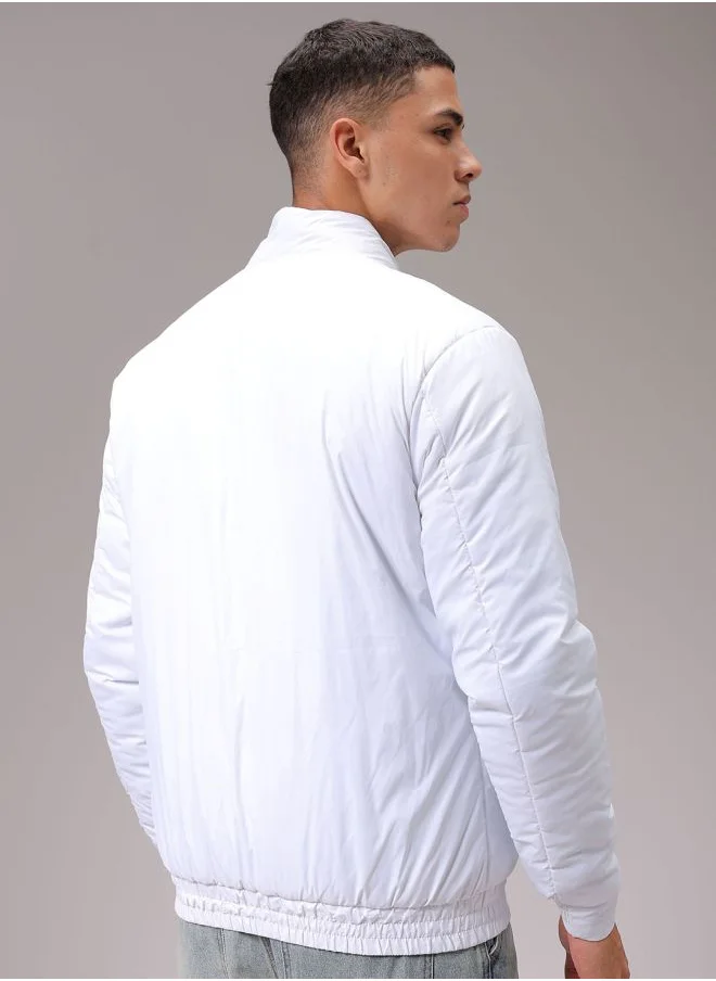 The Indian Garage Co Men Slim Fit Solid Reversible Puffer Jackets