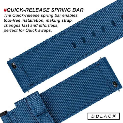 DBLACK ''ENMA'' Nylon Watch Strap, Quick Release Boxy Design Watch Band // For 20mm, 22mm, or 24mm Watch Belt (Choose Your Size & Color) (22mm, Blue) - Image 3