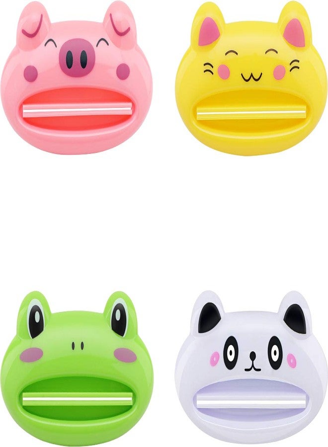Pasow Cartoon Animal Plastic Frog Cat Panda Pig Shaped Toothpaste Cream Squeezers - Pack of 4 Mix Designs - Image 1