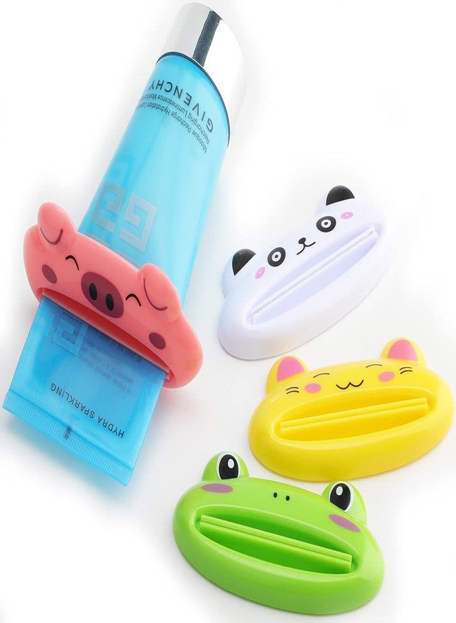 Pasow Cartoon Animal Plastic Frog Cat Panda Pig Shaped Toothpaste Cream Squeezers - Pack of 4 Mix Designs - Image 3