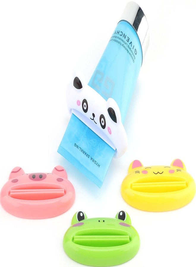 Pasow Cartoon Animal Plastic Frog Cat Panda Pig Shaped Toothpaste Cream Squeezers - Pack of 4 Mix Designs - Image 2