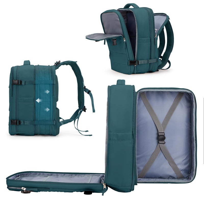 coowoz Large Travel Backpack For Women Men, Carry On Backpack,Hiking Backpack Waterproof Outdoor Sports Rucksack Casual Daypack Expandable Heavy Duty Extra large Backpack Peacock Blue - Image 1
