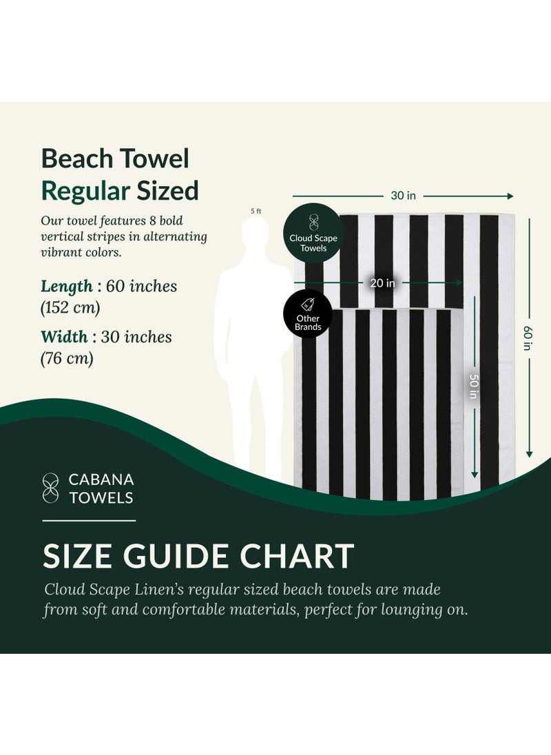 Cloud Scape Linen Cabana Stripe Beach Towel Set Pack of 2, Oversized Soft Cotton Towel, Perfect for Beach ,30x60, Grey  - Image 5