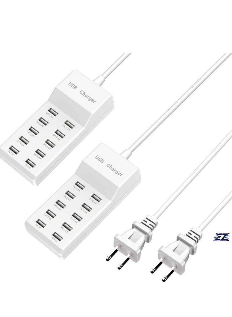 ELTRAZONE محطة شحن USB - قاعدة شاحن USB بـ 10 منافذ مع سلك تمديد بطول 70.8 بوصة، شحن متعدد الأجهزة للهواتف والكاميرات وسماعات البلوتوث (2PC) – مركز شحن عالي السرعة للمنزل والمكتب - Image 1
