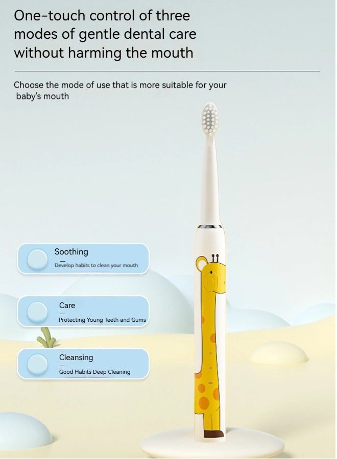 Kids Sonic Electric Toothbrush, Rechargeable Smart Toothbrush for Children, IPX7 waterproof, 30-second reminder to change position, 2-minute timer to shut down, 3 modes to switch - Image 2