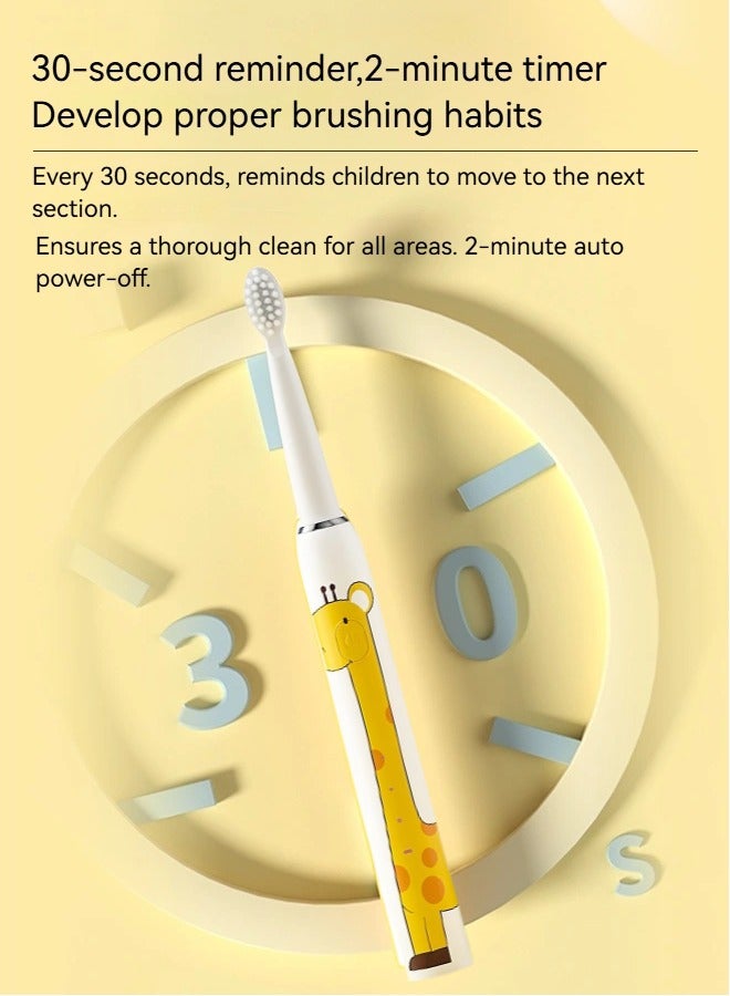 Kids Sonic Electric Toothbrush, Rechargeable Smart Toothbrush for Children, IPX7 waterproof, 30-second reminder to change position, 2-minute timer to shut down, 3 modes to switch - Image 5