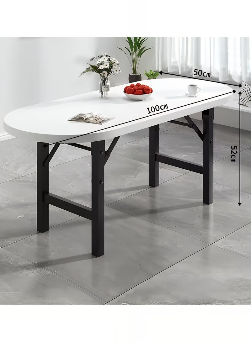 Taimi Folding Dining Table 100x50x52cm - Wooden Kitchen Table with Metal Legs - Elegant Design Portable Table for Indoor and Outdoor Use for Kitchen, Picnics and Camping - Image 2