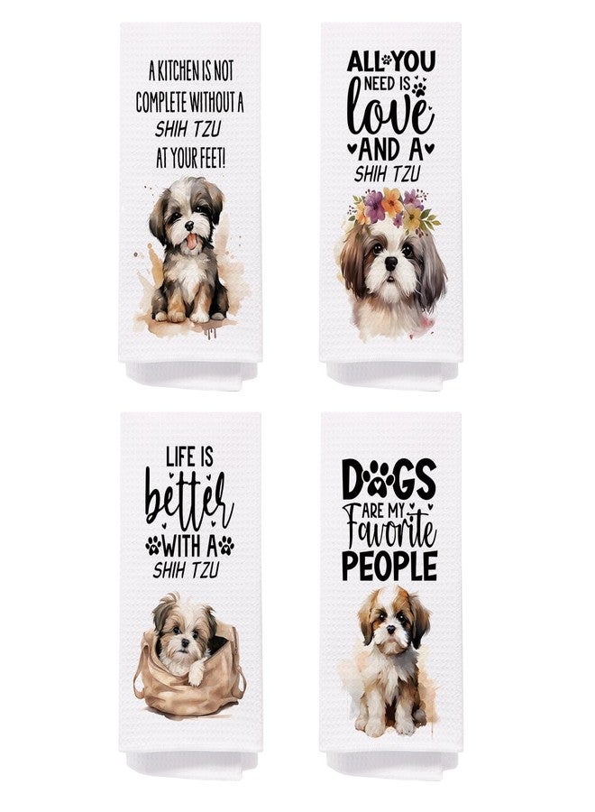 SPBL&L Shih Tzu Dog Kitchen Towels Set of 4, Shih Tzu Gifts for Women, Shih Tzu Decor Tea Dish Towels for Kitchen, Shih Tzu Decorative Hand Towels for Bathroom, 16x24 Inches - Image 1