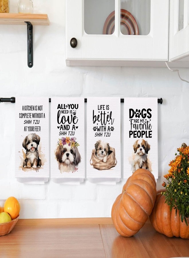 SPBL&L Shih Tzu Dog Kitchen Towels Set of 4, Shih Tzu Gifts for Women, Shih Tzu Decor Tea Dish Towels for Kitchen, Shih Tzu Decorative Hand Towels for Bathroom, 16x24 Inches - Image 3