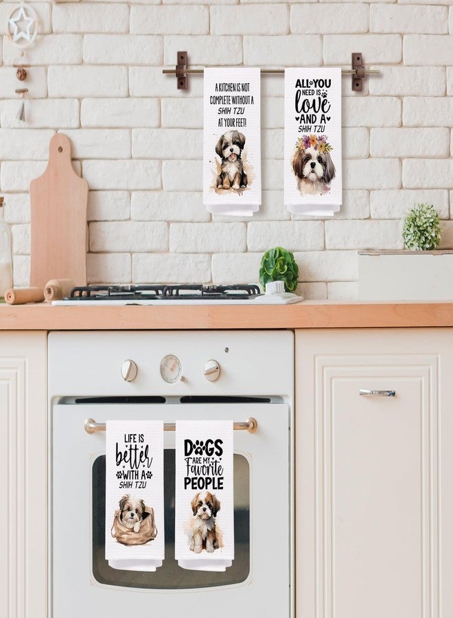 SPBL&L Shih Tzu Dog Kitchen Towels Set of 4, Shih Tzu Gifts for Women, Shih Tzu Decor Tea Dish Towels for Kitchen, Shih Tzu Decorative Hand Towels for Bathroom, 16x24 Inches - Image 2