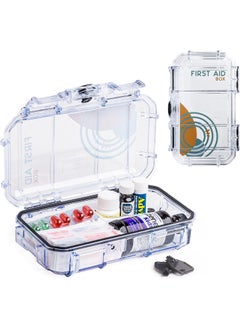 EVERGREEN Evergreen X Seahorse 56 Medication Lock Box - Medium, First Aid Kit, Childproof, Empty Lockable Medicine Box to Store Medications, Diabetic Supplies. NO SUPPLIES INCLUDED (Clear + Boho) 