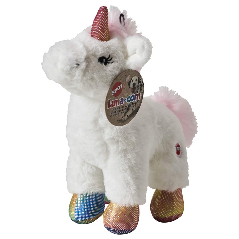 SPOT LunaCorn Plush Dog Toy with Squeaker 10 Inch Assorted Colors - Image 2