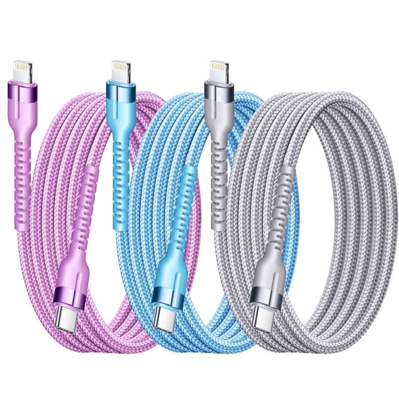 Exeric USB C to Lightning Cable 3 Pack MFi Certified Fast Charging Cables 3FT with Nylon Braided Type C iPhone Charger Cord Compatible iPhone 14/13/12/11/X/8 & iPad - Image 1