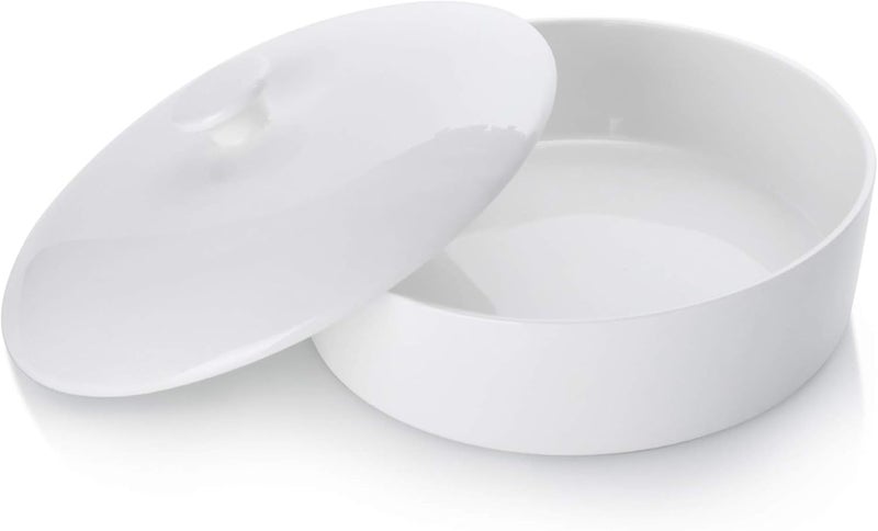 Sweese Ceramic Tortilla Warmer - Holds 12 Tortillas, Microwave & Oven Compatible, Elegant White Tortilla Holder with Lid for Taco Nights, Pancakes, Waffles - Durable & Easy to Clean - Image 1