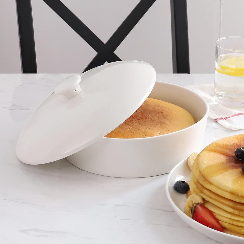 Sweese Ceramic Tortilla Warmer - Holds 12 Tortillas, Microwave & Oven Compatible, Elegant White Tortilla Holder with Lid for Taco Nights, Pancakes, Waffles - Durable & Easy to Clean - Image 5