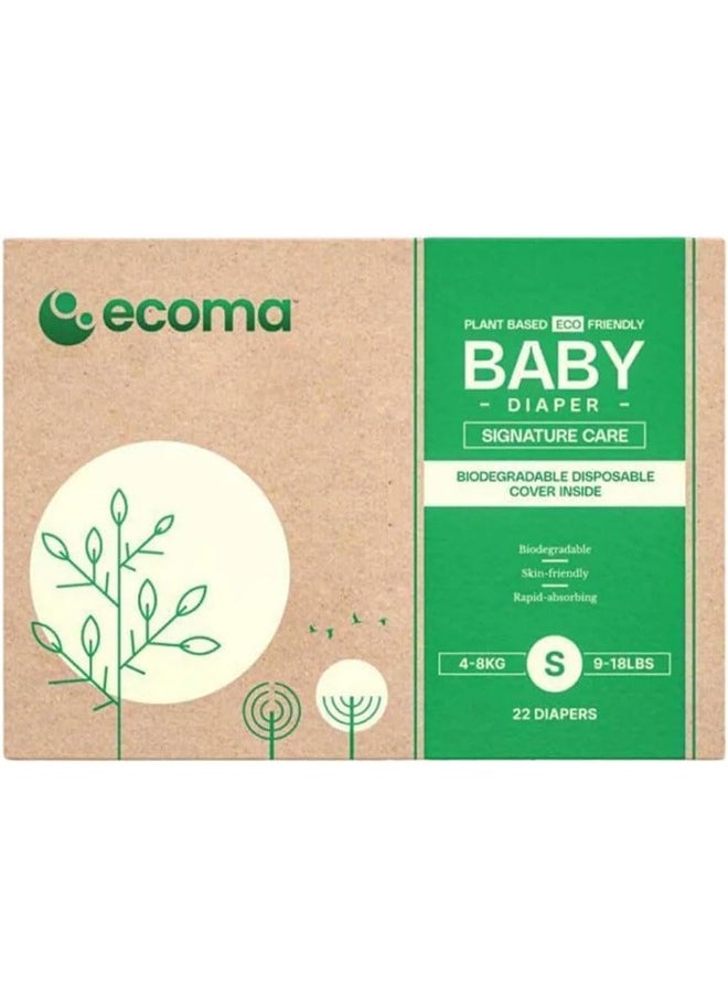 Ecoma Plant Based, Hypoallergenic Baby Diapers Size 2(4-8Kg), Small | Chemical Free | Day & Overnight | Luxuriously Soft | Suitable for Sensitive Skin | Unscented | Hygienically Sealed |  45% plant based  - Image 1