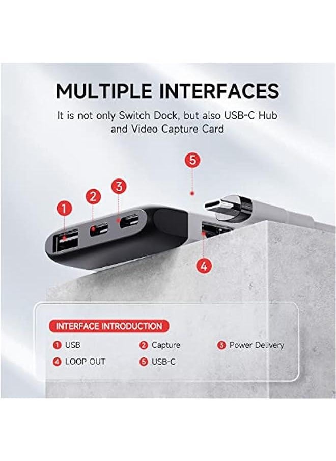 Generic Switch Video Capture Card Portable Switch Dock for Nintendo Switch/iPhone 16 15 Pro Max Live Streaming Gaming USB 3.0 1080P 60Hz Video Recorder, Quest 3 with 4K HDMI(White MS2130 Chip)  - Image 2