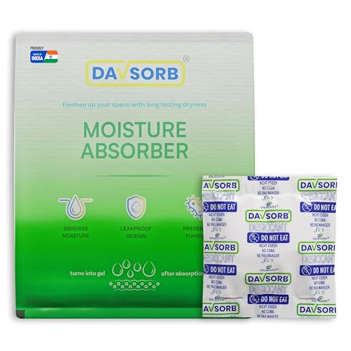 CILICAnT DAVSORB Dehumidifier Room Moisture Absorber, Pack of 10-100gm Large Size Sachets (10x100=1000gm) for Home, Washrooms, Wardrobes, Storage Areas & Shoe Racks; Fights Excess Moisture & Prevents Moulds - Image 1