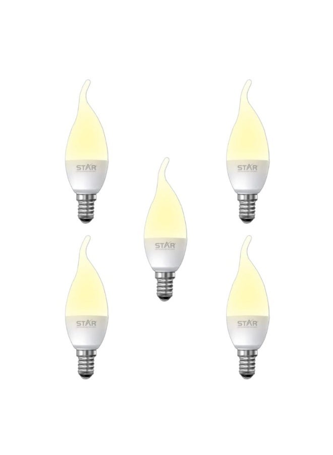 Star Teardrop E14 5W , Energy Saving Light Bulb, Bright Warm Yellow Lighting 3000K, 500 Lumens, Standard E14 Base, Long Lifespan, Eco-Friendly Lighting ( 5 Pieces ) - Image 3