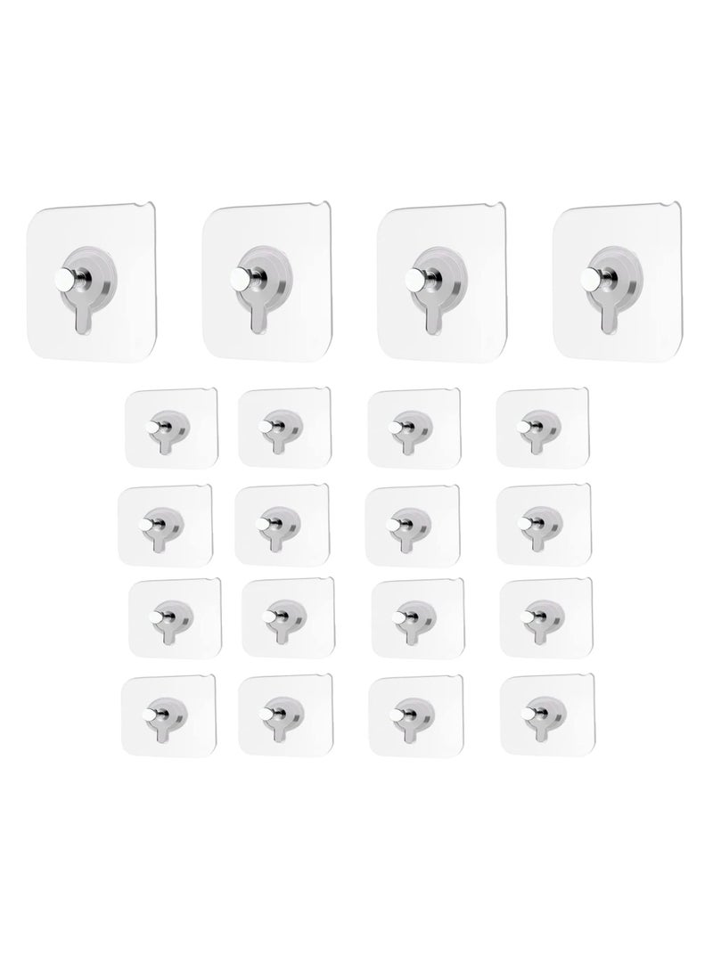 20 Pieces Transparent Nailless Adhesive Wall Hook Replacement, Waterproof and Suitable for Hanging in Bathroom, Shower, and Kitchen, Load Capacity up to 5.0kg, Double-sided Adhesive Nails for Wall Mounting without Drilling, Ideal Replacement for Regular Nails, Used for Frames and Paintings, Strong Stainless Steel Hook for Bedroom and Living Room - Hanging Nails - Adhesive Nails - Double-sided Nail Replacement - Image 1