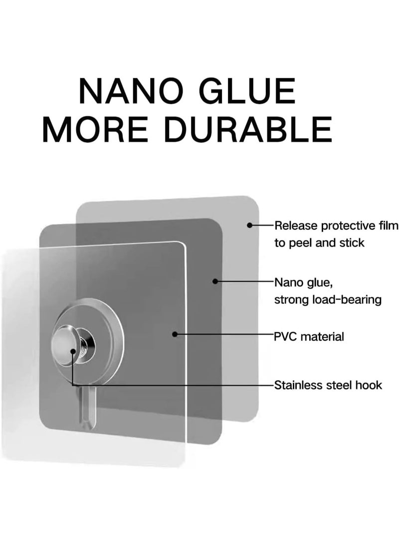 20 Pieces Transparent Nailless Adhesive Wall Hook Replacement, Waterproof and Suitable for Hanging in Bathroom, Shower, and Kitchen, Load Capacity up to 5.0kg, Double-sided Adhesive Nails for Wall Mounting without Drilling, Ideal Replacement for Regular Nails, Used for Frames and Paintings, Strong Stainless Steel Hook for Bedroom and Living Room - Hanging Nails - Adhesive Nails - Double-sided Nail Replacement - Image 4