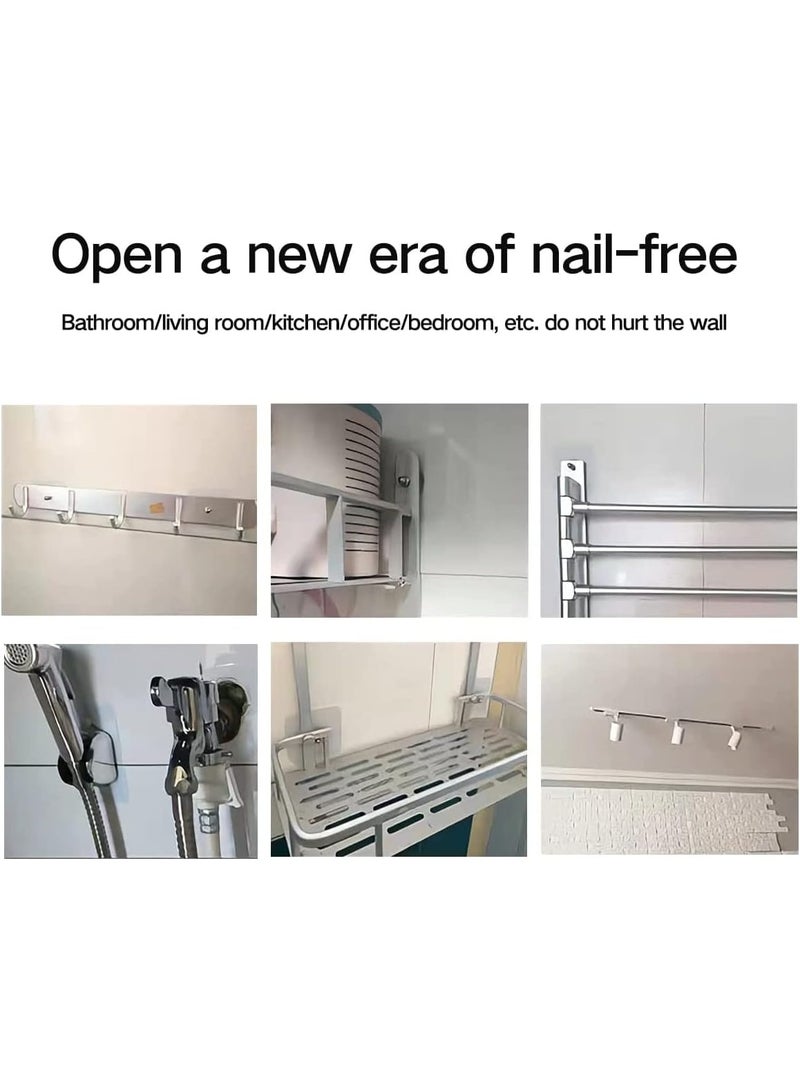 20 Pieces Transparent Nailless Adhesive Wall Hook Replacement, Waterproof and Suitable for Hanging in Bathroom, Shower, and Kitchen, Load Capacity up to 5.0kg, Double-sided Adhesive Nails for Wall Mounting without Drilling, Ideal Replacement for Regular Nails, Used for Frames and Paintings, Strong Stainless Steel Hook for Bedroom and Living Room - Hanging Nails - Adhesive Nails - Double-sided Nail Replacement - Image 2