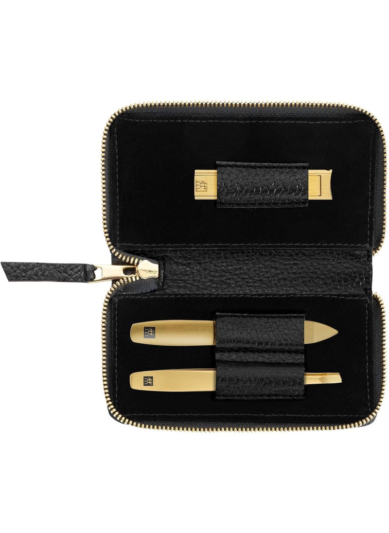 Zwilling - TWINOX Manicure Set 3-piece, Gold Edition, Care for hands and feet with nail clipper, Stainless steel, Black - Image 1