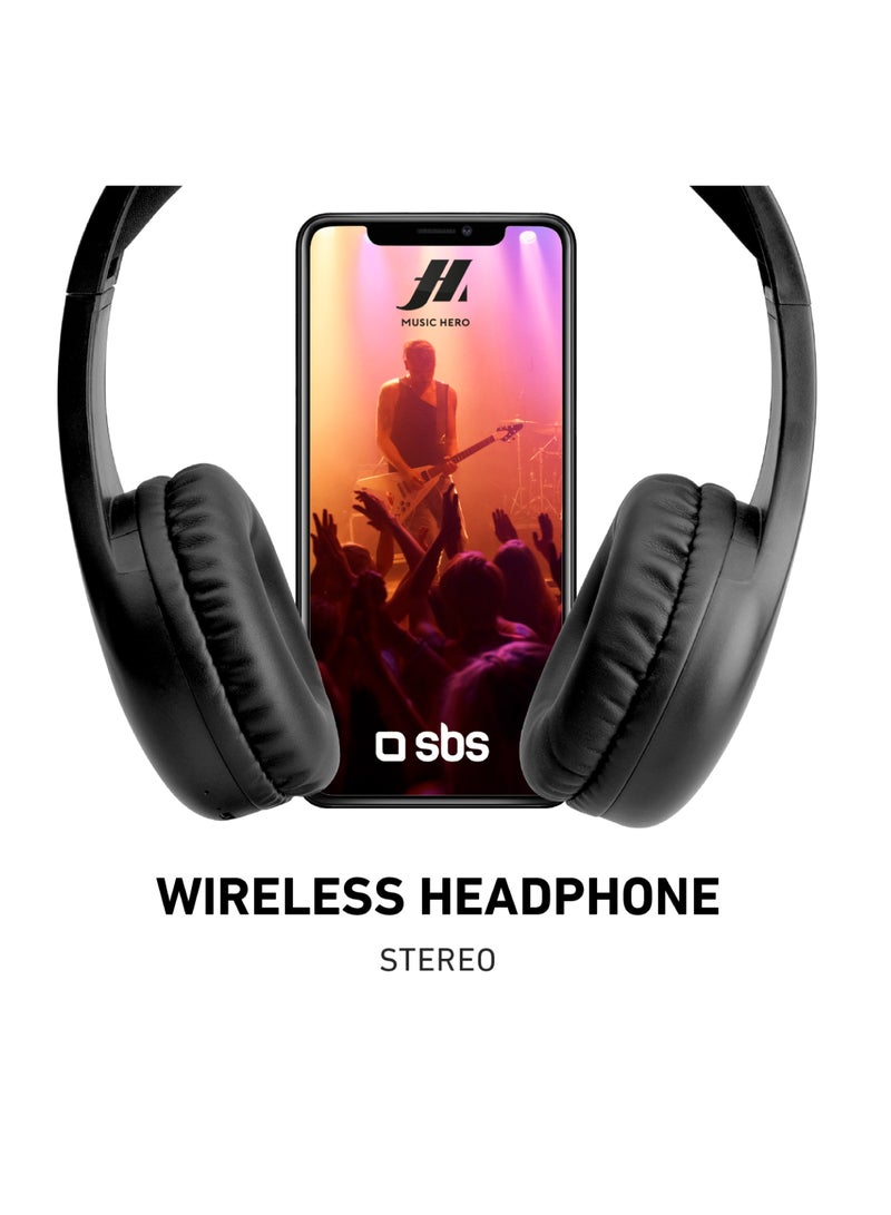 SBS سماعة رأس قابلة للطي لاسلكية متميزة مع وسائد أذن ناعمة وميكروفون مدمج، بلوتوث V5.0، أزرار لإدارة المكالمات والموسيقى - Image 2