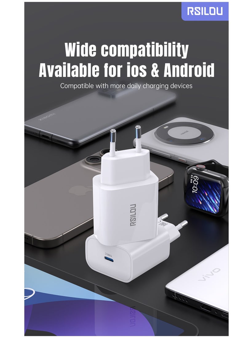 rsilou - R4232 20W USB-C Fast Charger – Compact, Fast, and Reliable Charging, Supports with samsung, oppo, apple and all smartphones, tablets, Bluetooth headphones, and more, MultiProtect Protection - Image 1
